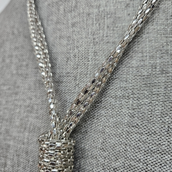 VINTAGE Silver-Tone Double Strand Long Tassel Necklace Flapper Style - Picture 5 of 6
